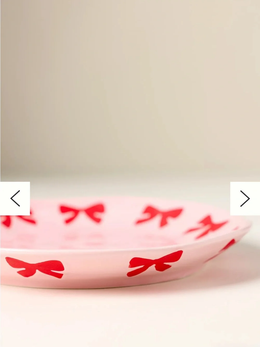 Anthropologie Vida Icon Stoneware Holiday Edition Bow Dessert Plate